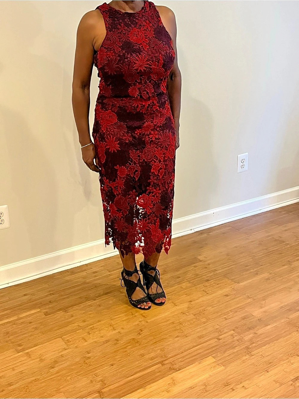 Alexia Admor Floral Lace Midi Dress Size Medium Like New